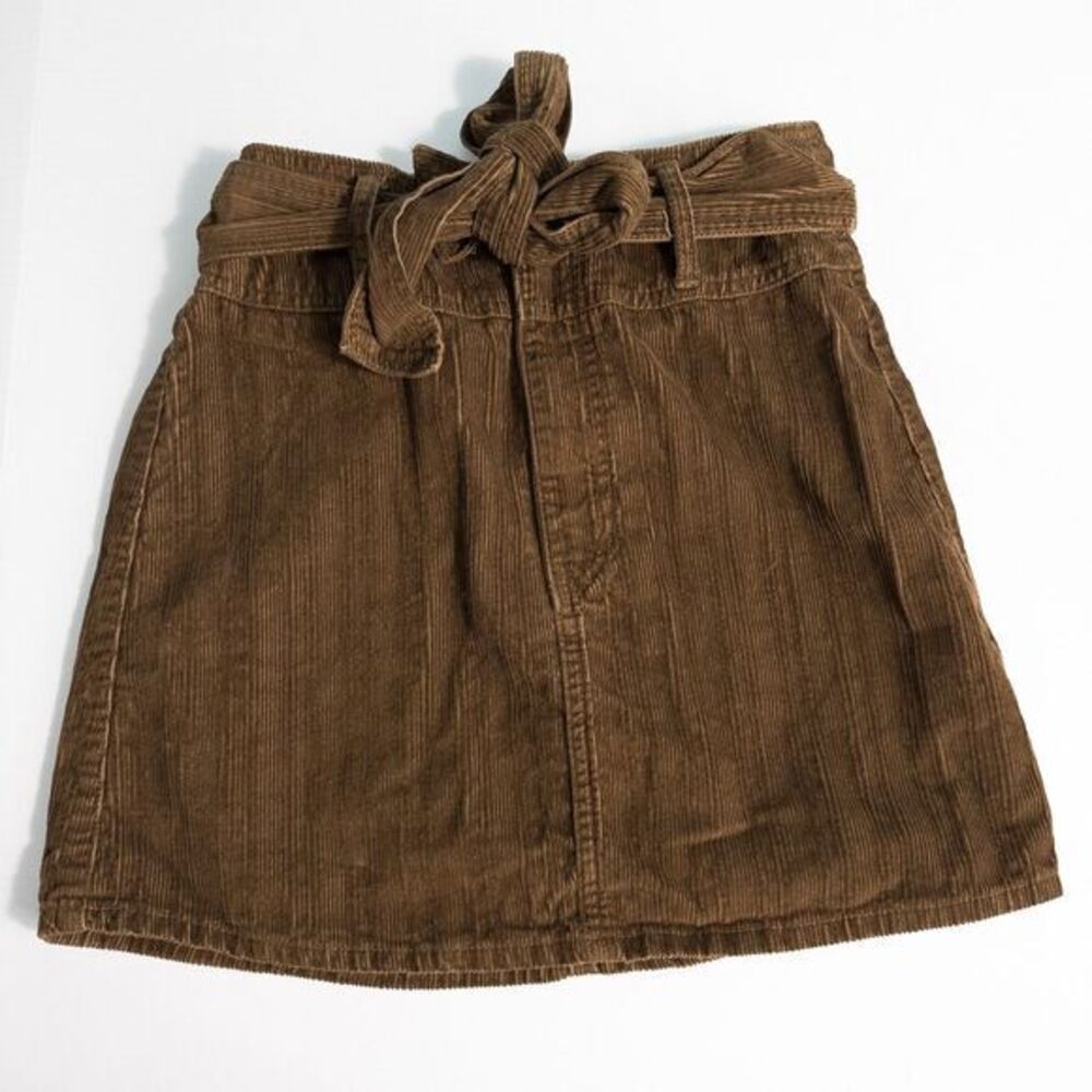 Rewash Belted Cotton Corduroy Mini Skirt Juniors 5/27 A Line Brown Y2K Academia
